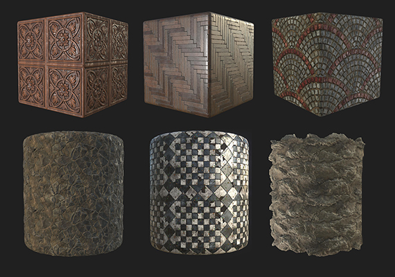 personal substances - all prodecurally generated with Substance Designer